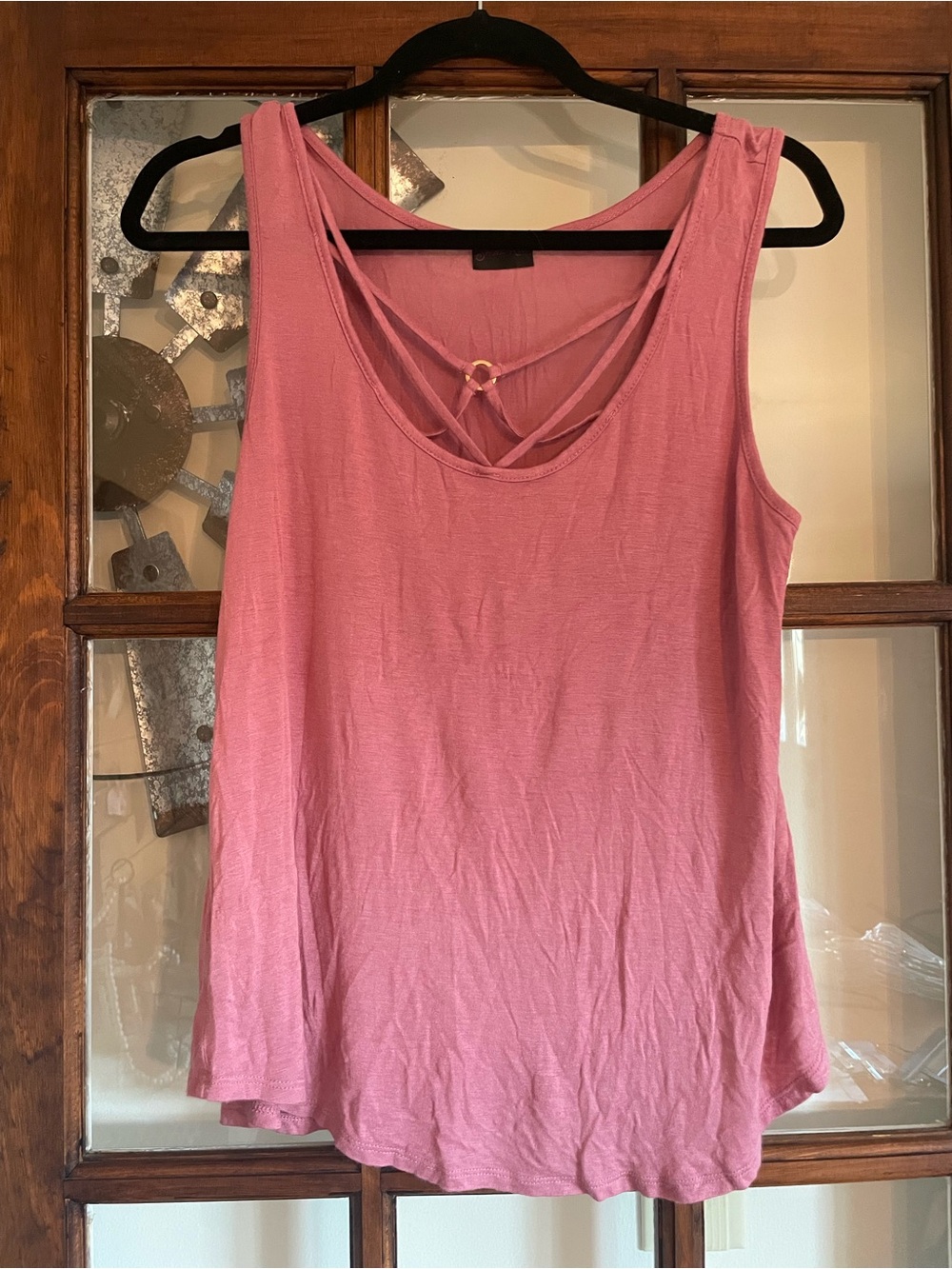 Sleeveless Pink Tank Top with Decorative Strappy Back